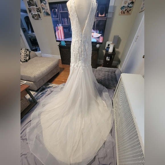 Elegant White Lace Wedding Dress - Picture 4 of 15